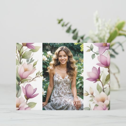 Exuberant Lovely Spring Magnolia Frame Garlands Kaart (Staand voorkant)