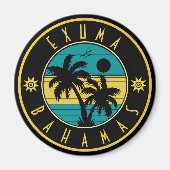 Exuma Bahamas Eilanden Retro Palm Trees Souvenirs Magneet (Voorkant)