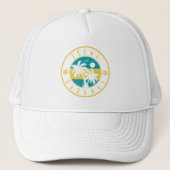 Exuma Bahamas Eilanden Retro Palm Trees Souvenirs Trucker Pet (Voorkant)