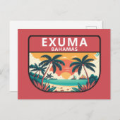 Exuma Bahamas Retro Emblem Briefkaart (Voorkant / Achterkant)