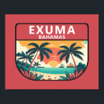 Exuma Bahamas Retro Emblem Poster<br><div class="desc">Exuma-vectorkunstontwerp. De grootste van de kooien is Great Exuma, die 37 mi lang is en zich bij een kleine brug aansloten bij een ander eiland, Little Exuma.</div>