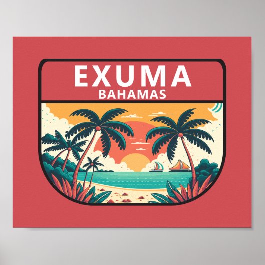 Exuma Bahamas Retro Emblem Poster (Voorkant)