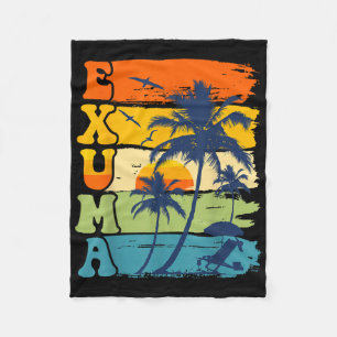 Exuma Bahama's Retro Palm Tree Beach Zomervakantie Fleece Deken