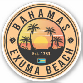 Exuma Bahamas Retro Sunset  Souvenirs Sticker