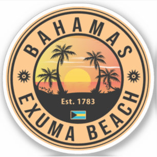 Exuma Bahamas Retro Sunset  Souvenirs Sticker