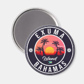 Exuma Bahamas Retro Sunset Vintage Souvenirs Magneet (Voorkant / Achterkant)