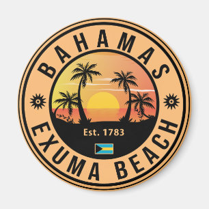 Exuma Bahamas Retro Sunset Vintage Souvenirs Magneet