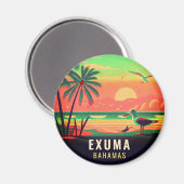 Exuma Bahamas Retro Sunset Zeemeeuw Souvenir jaren Magneet (Voorkant / Achterkant)