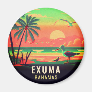 Exuma Bahamas Retro Sunset Zeemeeuw Souvenir jaren Magneet