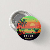 Exuma Bahamas Retro Sunset Zeemeeuw Souvenir jaren Ronde Button 3,2 Cm (Voorkant /achterkant)