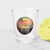 Exuma Bahamas Retro Sunset Zeemeeuw Souvenir jaren Shot Glas (Voorkant)