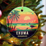 Exuma Bahamas Retro Zonsondergang Reizen Souvenir  Keramisch Ornament<br><div class="desc">Exuma Bahamas Tropische Retro Zonsondergang ontwerp. Geniet van de nostalgie van Exuma met ons souvenir, speciaal ontworpen voor vakantiegangers aan zee. Dit ontwerp doet denken aan een vervlogen tijdperk en omhult de rust en schoonheid van de baai, en dient als een heerlijke herinnering aan je stranduitje. U kunt deze sjabloon...</div>