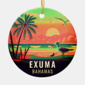 Exuma Bahamas Retro Zonsondergang Reizen Souvenir  Keramisch Ornament (Voorkant)