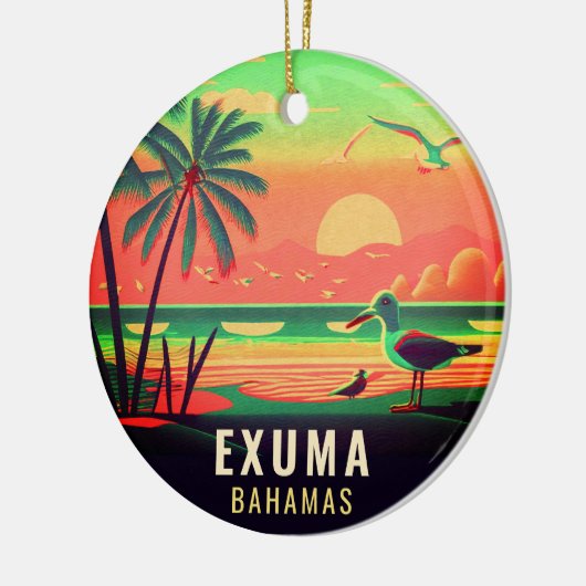Exuma Bahamas Retro Zonsondergang Reizen Souvenir  Keramisch Ornament (Links)