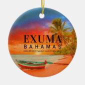 Exuma Bahamas Retro Zonsondergang Reizen Souvenir  Keramisch Ornament (Voorkant)