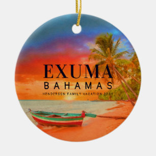 Exuma Bahamas Retro Zonsondergang Reizen Souvenir  Keramisch Ornament