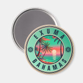Exuma Bahamas Retro Zonsondergang Reizen Souvenir  Magneet (Voorkant / Achterkant)
