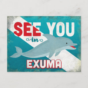 Exuma Dolphin - Retro Vintage Travel Briefkaart