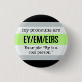 Ey/Em Pronouns - Agender Flag Ronde Button 3,2 Cm (Voorkant)