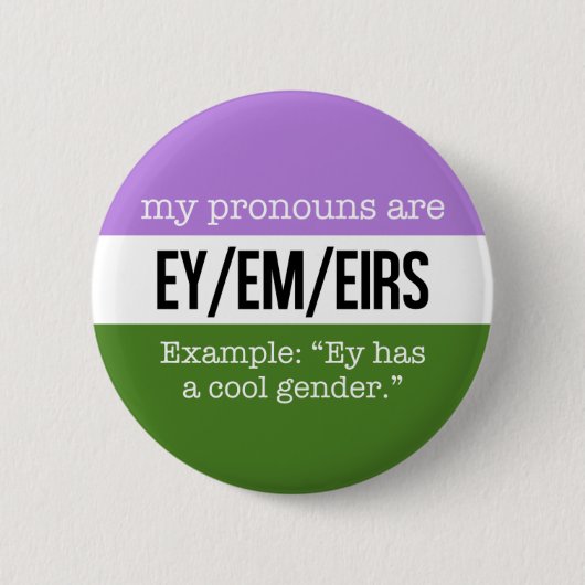 Ey/Em Pronouns - Genderqueer Flag Ronde Button 5,7 Cm (Voorkant)