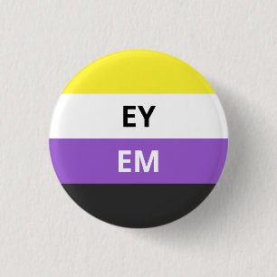 Ey/Em Pronouns Non-Binary Flag Badge Ronde Button 3,2 Cm