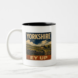 Ey Up Yorkshire Retro Reisposter Tweekleurige Koffiemok