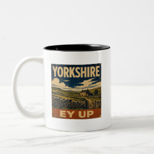 Ey Up Yorkshire Retro Reisposter Tweekleurige Koffiemok