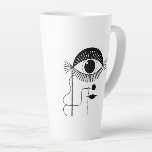 Eye ben blij om je Abstracte gezichtskunst te zien Latte Mok (Rechterhoek)