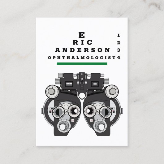 Eye Care Specialist Phoropter Visitekaartje (Voorkant)