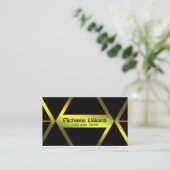 Eye Catcher Black Geometric Yellow Shimmer Modern Visitekaartje (Staand voorkant)