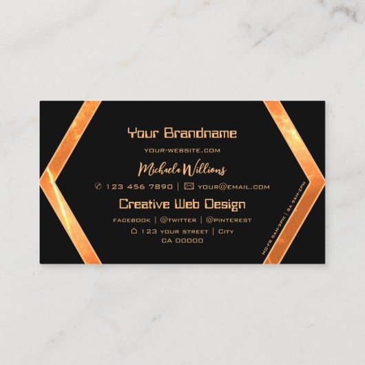 Eye Catcher Shimmery Coral Black Geometric Stijlvo Visitekaartje (Achterkant)