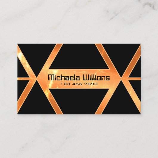 Eye Catcher Shimmery Coral Black Geometric Stijlvo Visitekaartje (Voorkant)