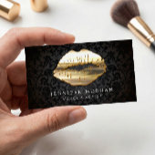 Eye Catching 3D Black Gold Lips Afspraakkaart Afsprakenkaartje