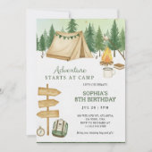 Eye catching birthday Invitation in camping vibe  Kaart (Voorkant)