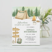 Eye catching birthday Invitation in camping vibe  Kaart (Staand voorkant)