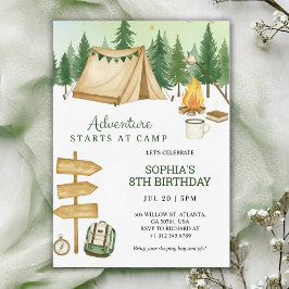Eye catching birthday Invitation in camping vibe  Kaart