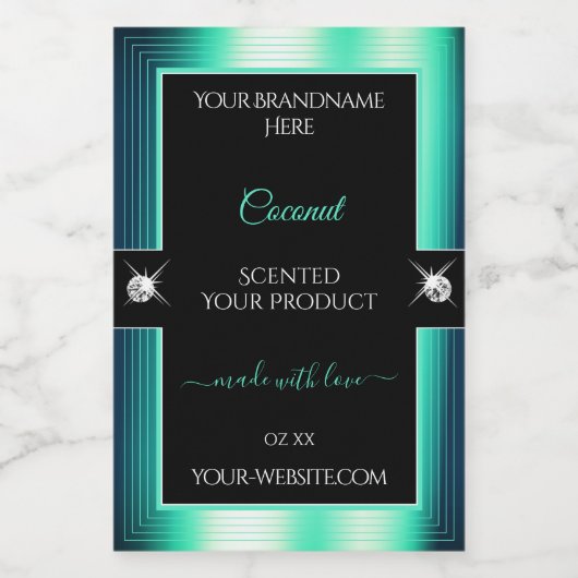 Eye Catching Black Blauwgroen Brilliants Productla Voedselcontainer Etiket (Enkel label)