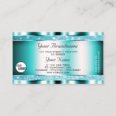 Eye Catching Blauwgroen Glitter Sparkle Stars en L Visitekaartje (Achterkant)