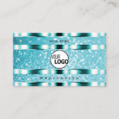 Eye Catching Blauwgroen Glitter Sparkle Stars en L Visitekaartje (Voorkant)