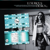 Eye Catching Blauwgroen Glitter Sparkle Stars en L Visitekaartje