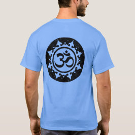 Eye Catching Bold Black Om Circle op Blue T-shirt