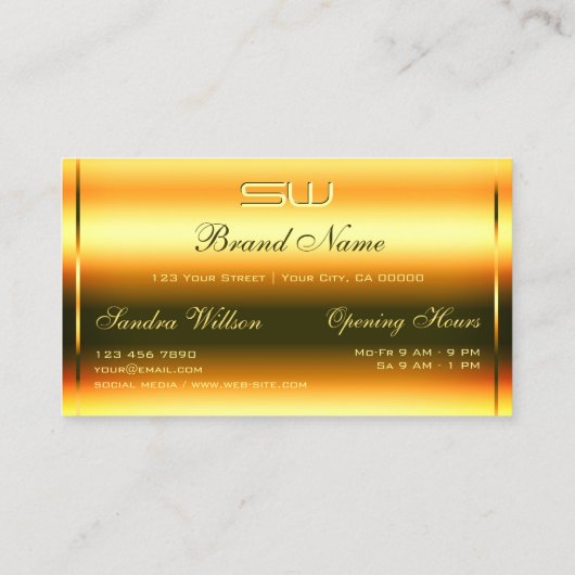 Eye Catching Bright Shimmery Sinaasappel en Monogr Visitekaartje (Achterkant)