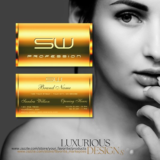 Eye Catching Bright Shimmery Sinaasappel en Monogr Visitekaartje