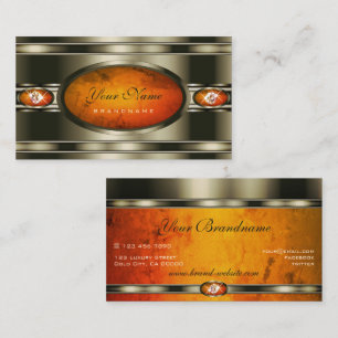 Eye Catching Chrome Effect Oranje Marmeren Patroon Visitekaartje