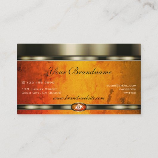 Eye Catching Chrome Effect Oranje Marmeren Patroon Visitekaartje (Achterkant)