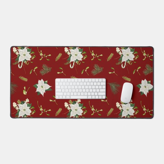 Eye Catching Floral Pattern Deep Red Bureaumat (Keyboard & Muis)