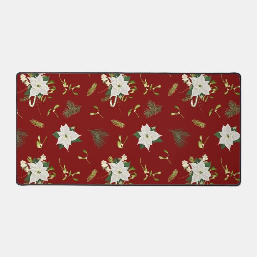 Eye Catching Floral Pattern Deep Red Bureaumat (Voorkant)