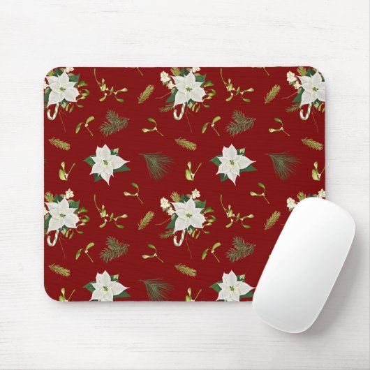 Eye Catching Floral Pattern Deep Red Mouse Pad Muismat (Met muis)