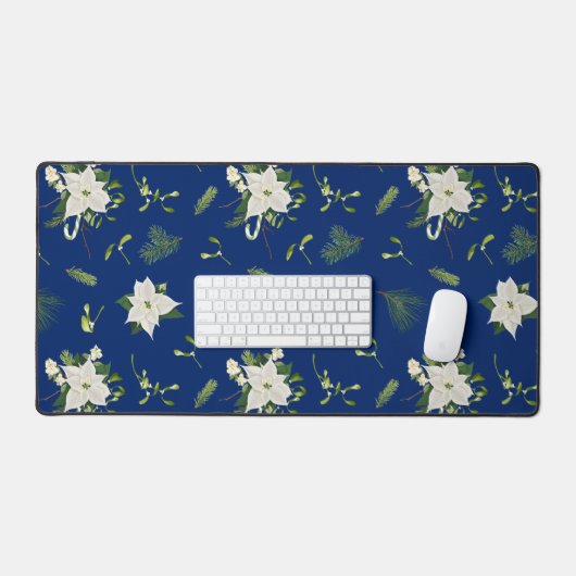 Eye Catching Floral Pattern Navy Blue Bureaumat (Keyboard & Muis)