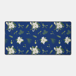 Eye Catching Floral Pattern Navy Blue Bureaumat